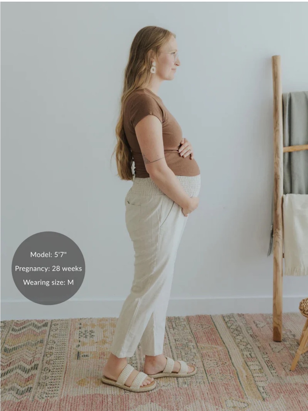 Emme Everyday Transitional Smocked Linen Pant - Picture 2 of 13